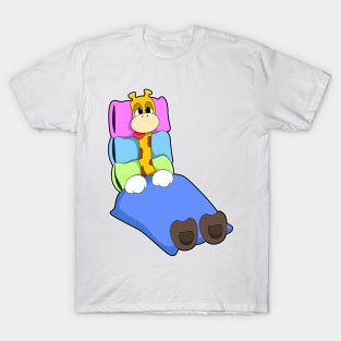 Giraffe at Sleeping with Blanket & Pillow T-Shirt